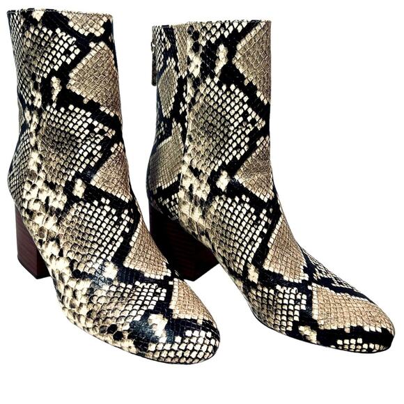 J. Crew Snakeprint Maya Boot with Stacked Heel 8.5 - Picture 1 of 14